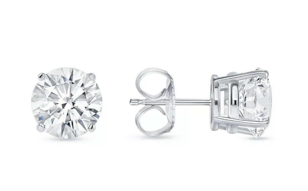 4.00 Ct Round Cut VVS1/D Lab Created Solitaire Stud Earrings 14K White Gold 8mm