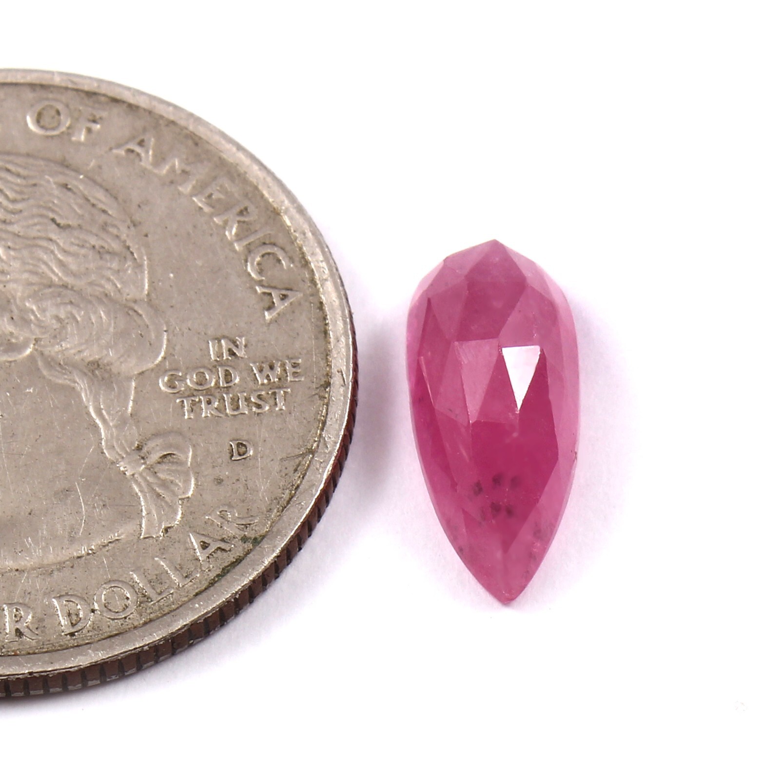 3.40 CT Natural CERTIFIED Ruby Glassfilled Loose Pear Flatback Rose Cut Gemstone