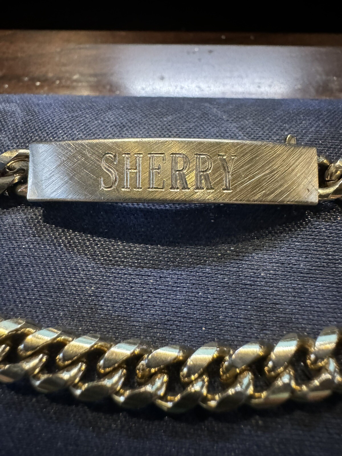 Vintage Speidel ID Identification Bracelet Gold Electroplate SHERRY