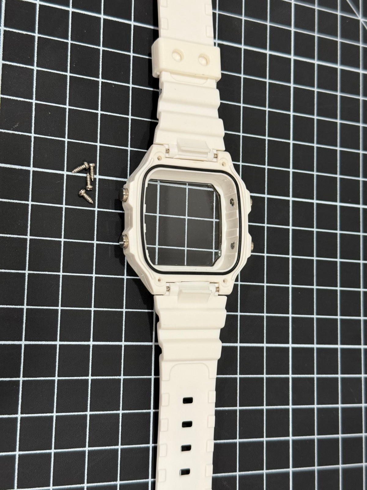 NO WATCH – White/Black MOD Case & Strap for Casio World Time Royale AE-1200