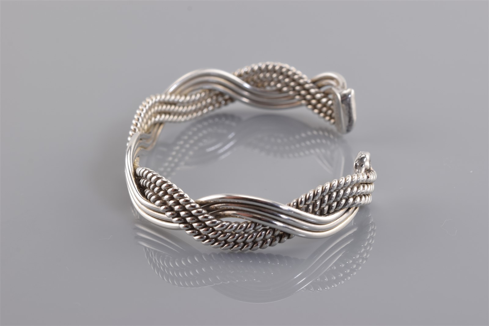 CII Sterling Silver 10mm Over & Under Cable Cuff 925 Bracelet 22g Mex 6.25″