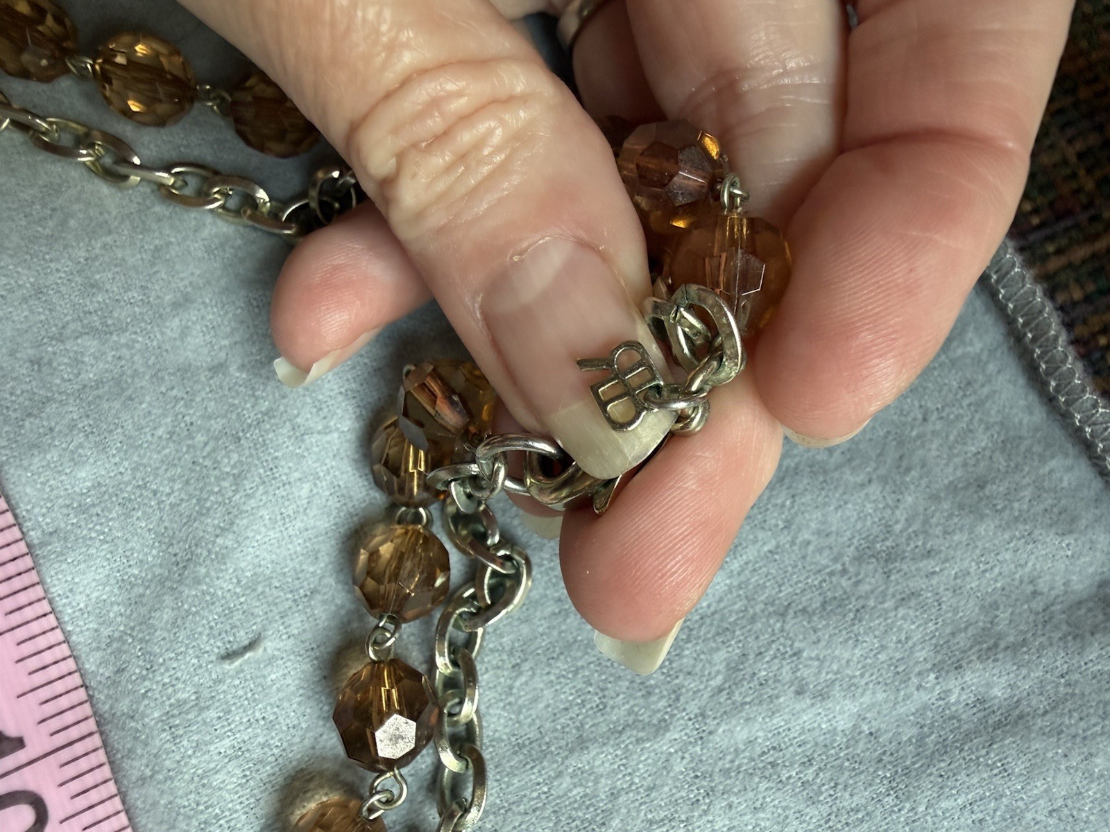 Banana Republic Multi-Strand Statement Necklace, Pearl Amber, Rhinestone Paisley