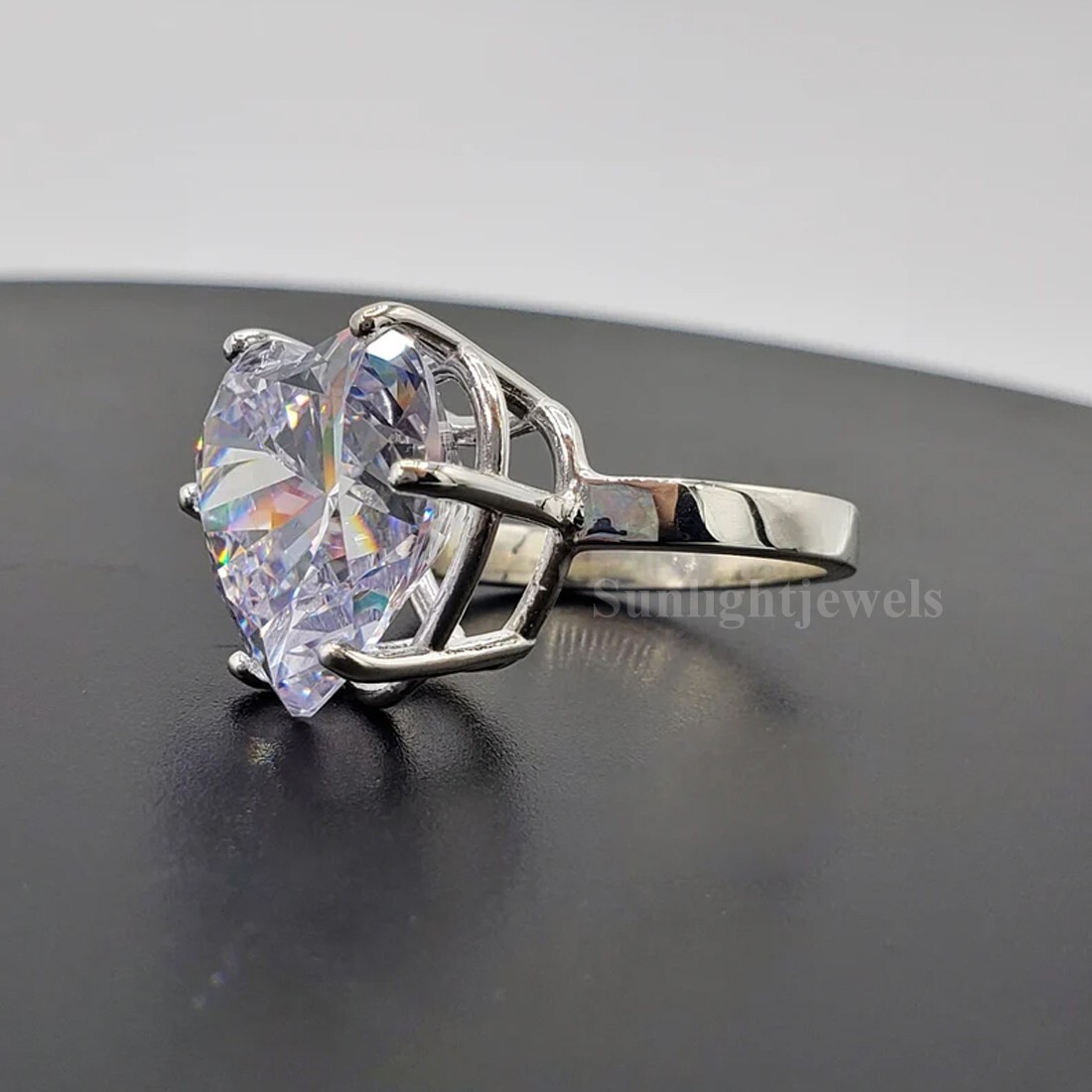 RARE 7.20 Ct Certified Heart Cut Solitaire White Treated Diamond 925 Silver Ring