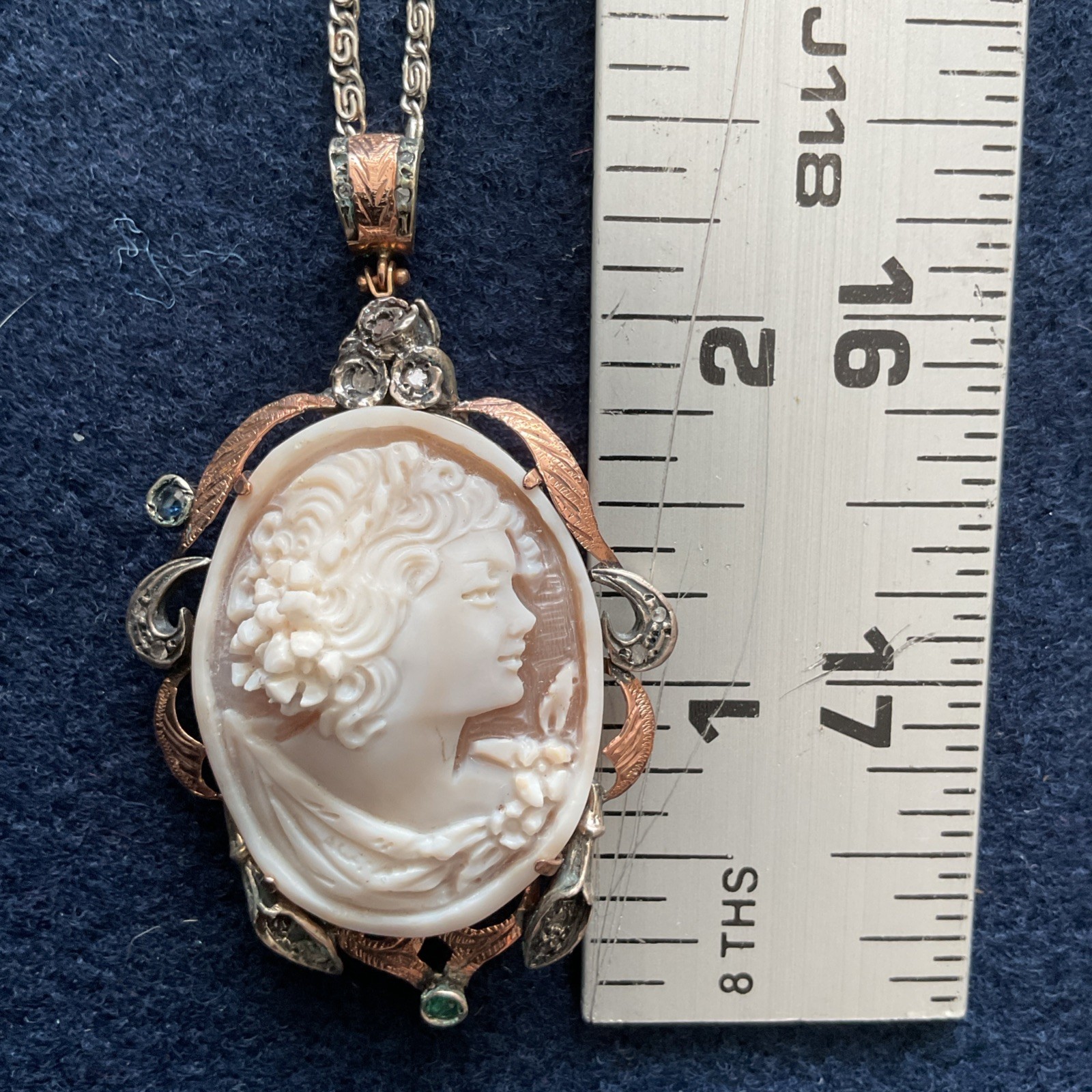 Sterling Silver Cameo Pendant and Brooch with 16 Inch Chain New