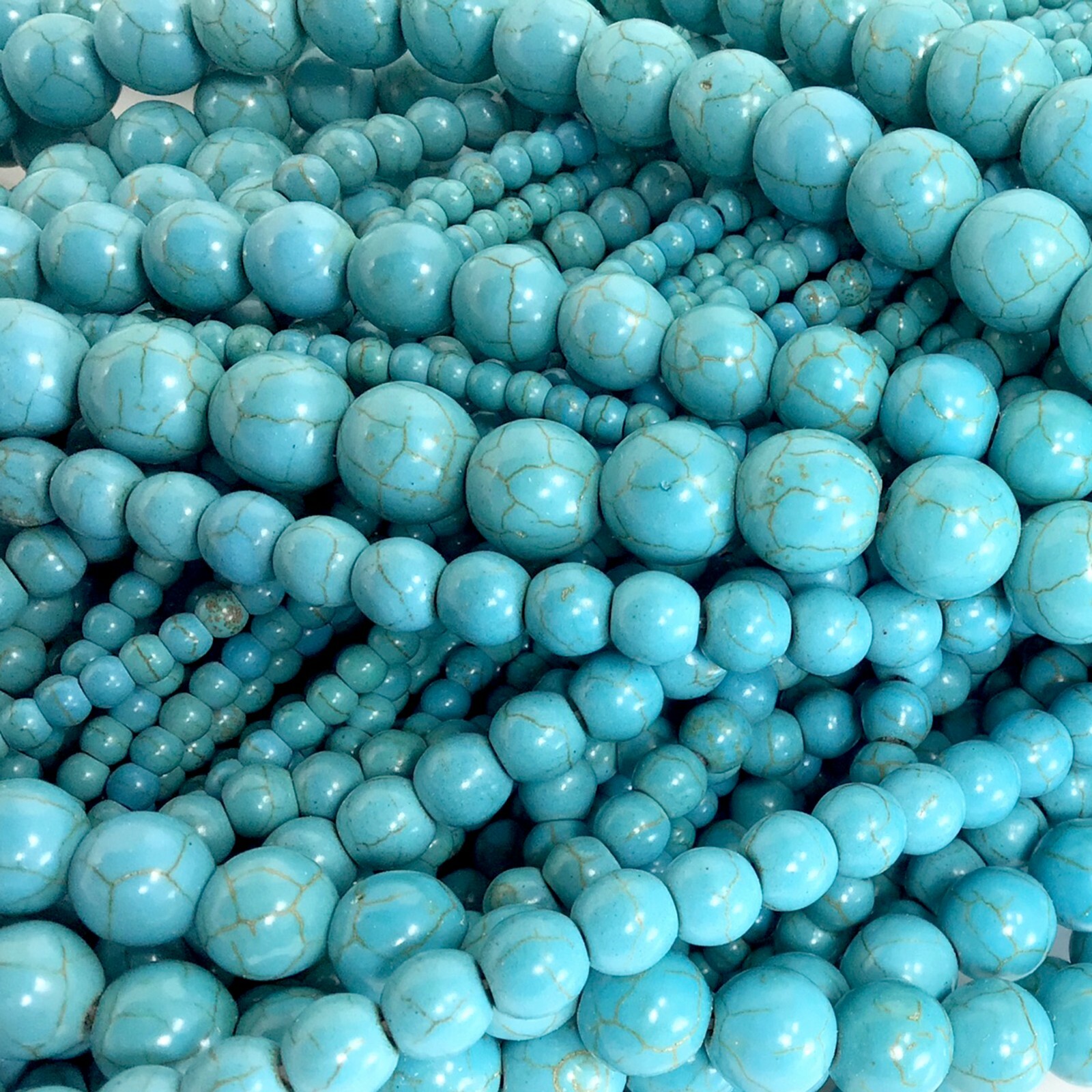 Gemstone Blue Magnesite Turquoise Round Loose Bead 15″ strand 4mm 6mm 8 10 12mm
