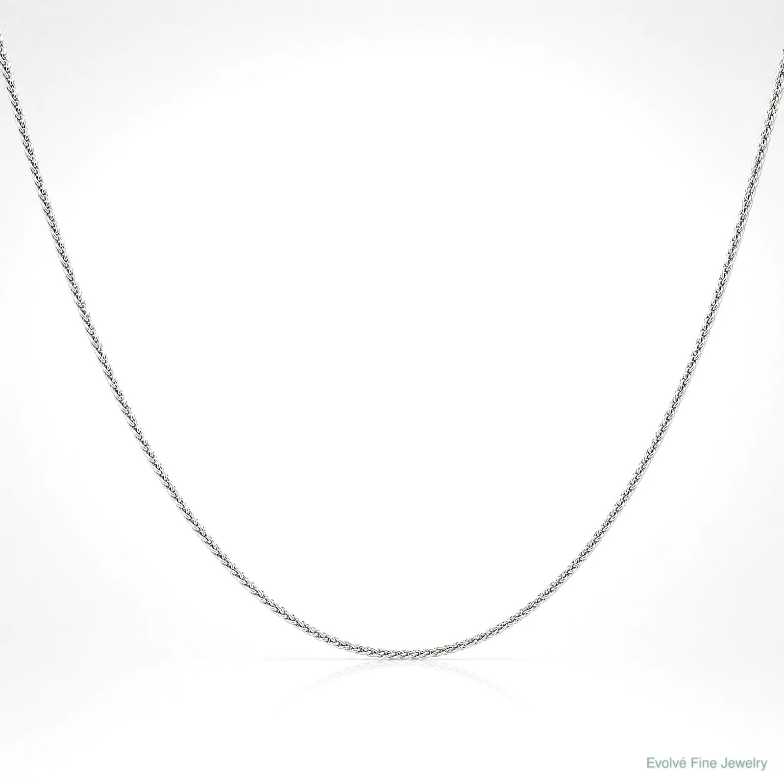 14K White Gold 1.25mm Spiga Chain Necklace 16″-24″