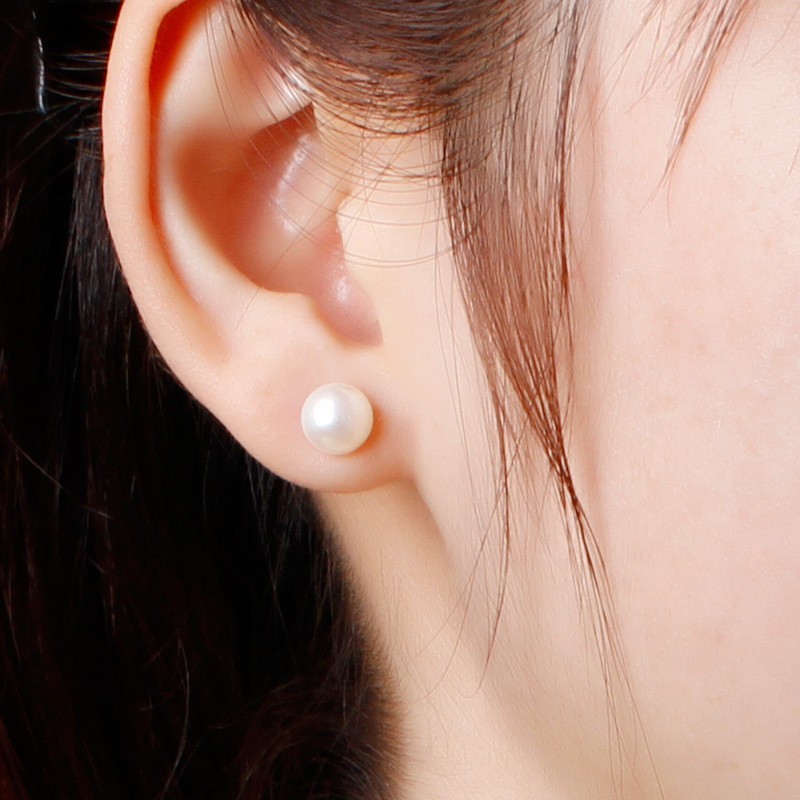 Pearl Stud Earrings 925 Sterling Silver Cubic Zirconia Women Jewelry Gift US