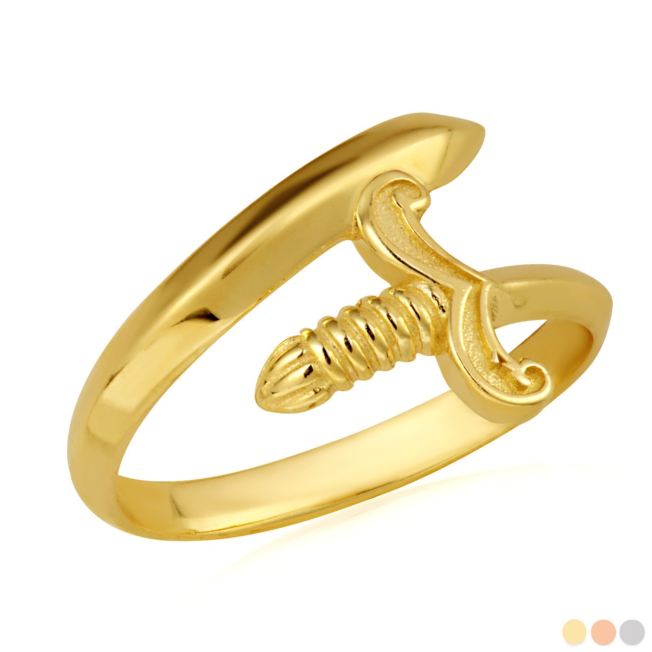 Gold Medieval Sword Wraparound Band Ring (Available in Yellow/Rose/White Gold)