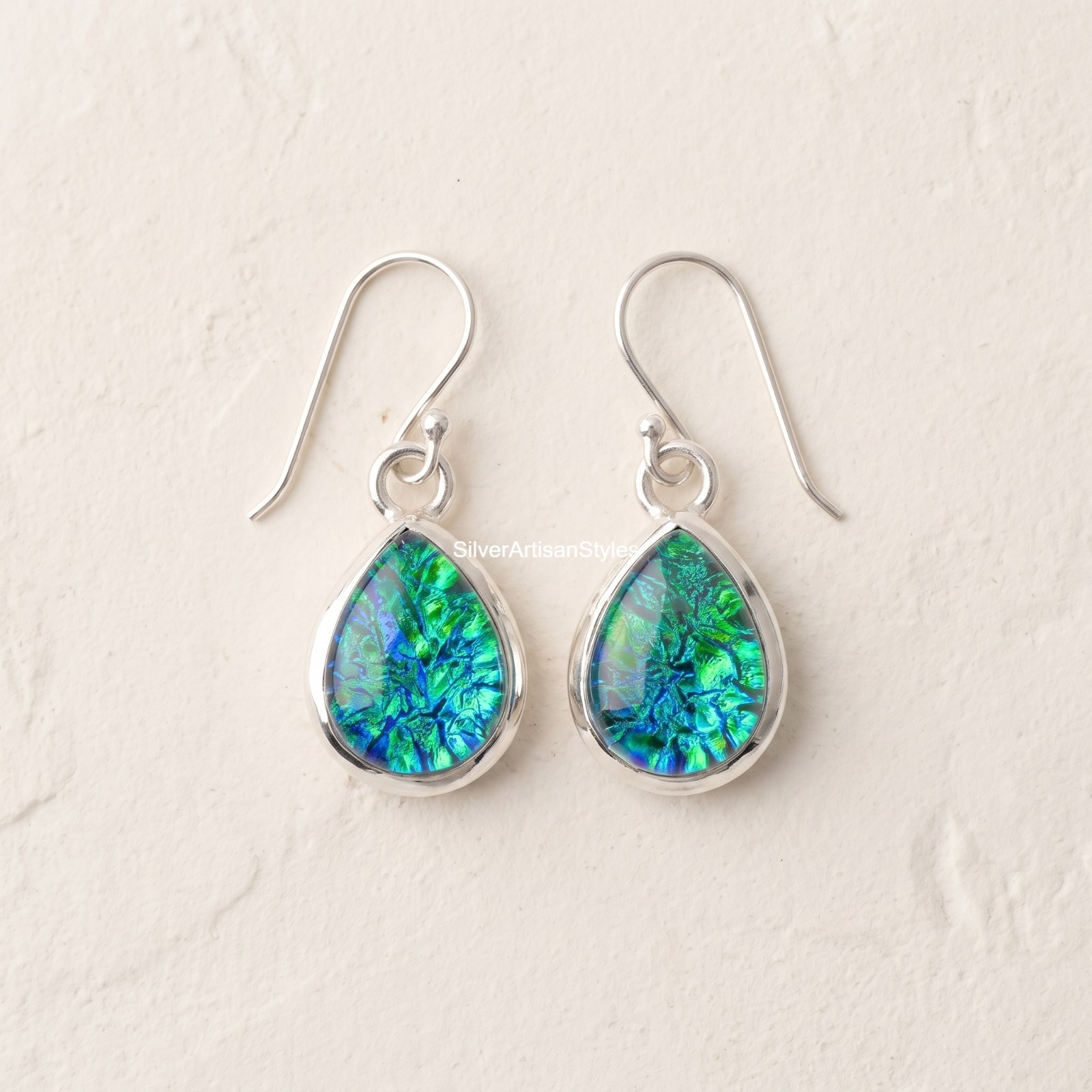 Australian Triplet Fire Opal Gemstone Handmade 925 Sterling Silver Earrings For