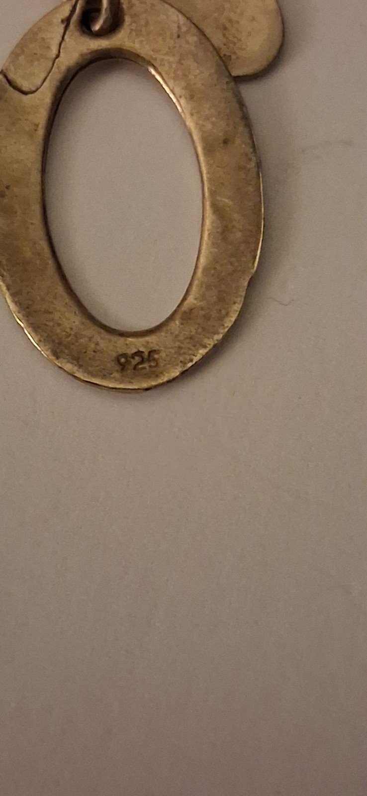 925 Sterling Silver Oval Hook Dangle Drop Earrings Signed No Stone