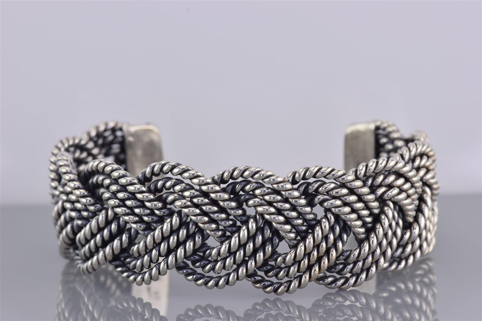 Artisan Sterling Silver 21mm Twisted Cable Cuff 925 Bracelet Signed LD 58g 6.5″