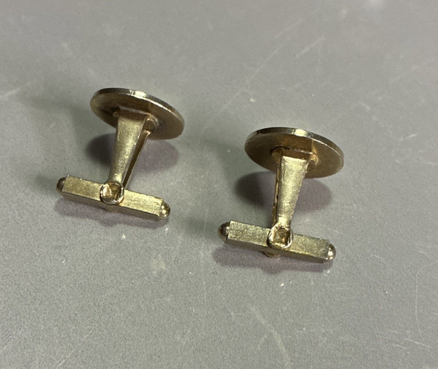 Vintage Monogram Initial Cufflinks Gold Tone Dress Formal Wear