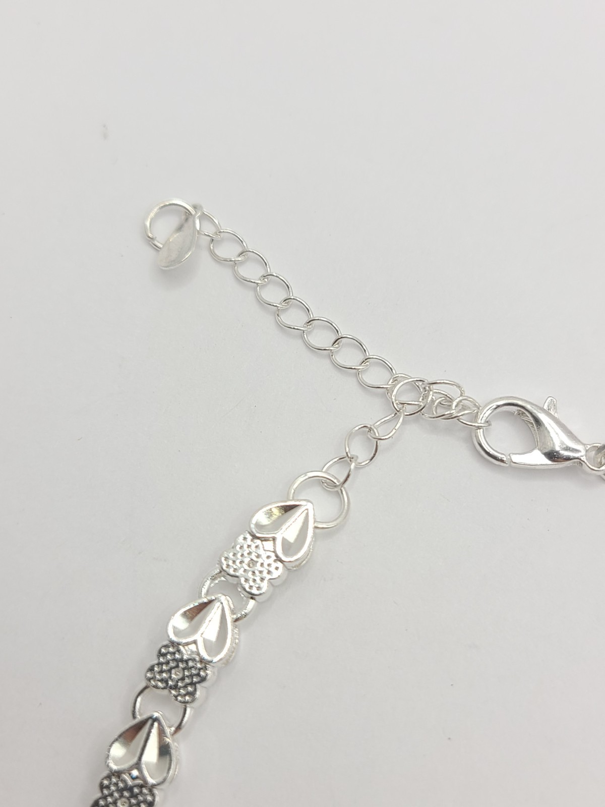 5.5mm Heart & Clover Link S925 Sterling Silver Plated Chain Bracelet 7″ + 2″ EXT