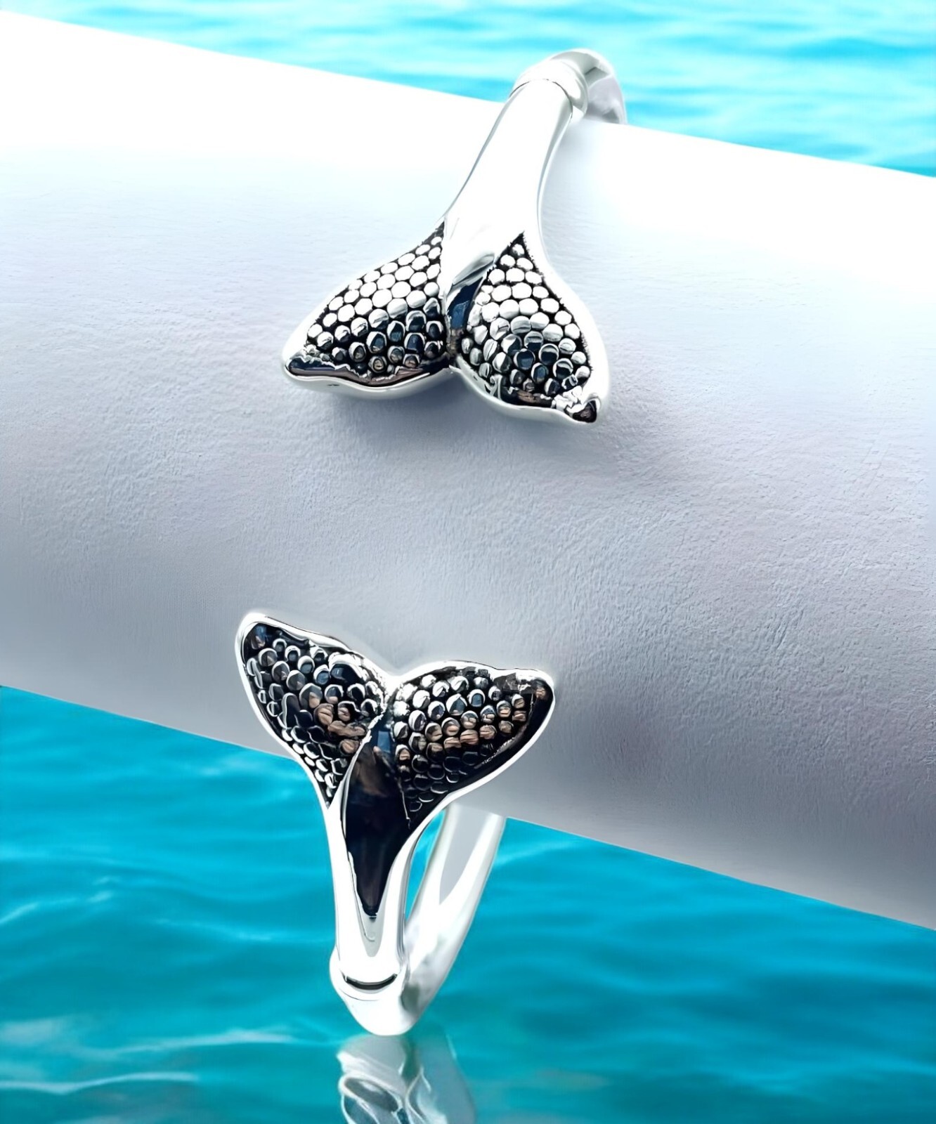 Elegant Dolphin/Whale Tail Bangle – 925 Sterling Silver Lightweight 1631