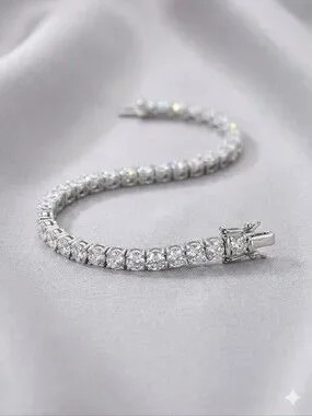 Moissanite NWT 7.0CTW 925 Sterling Silver 3MM Tennis Bracelet, 7″