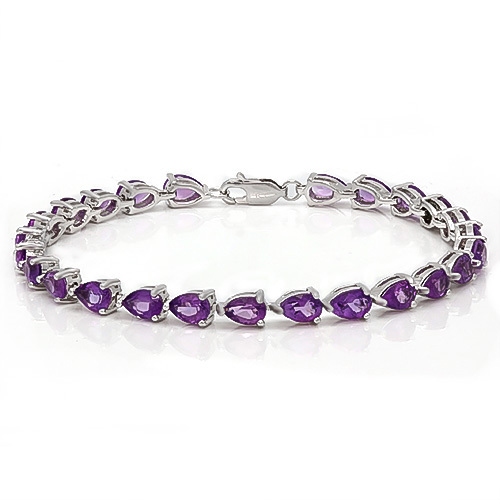 9 CARAT TW AMETHYST PLATINUM OVER 0.925 STERLING SILVER TENNIS BRACELET 7in