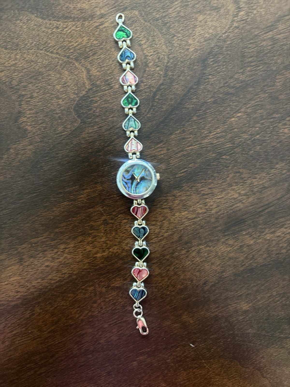 Repaired LA Express Abalone Women’s Heart Link Bracelet Wristwatch