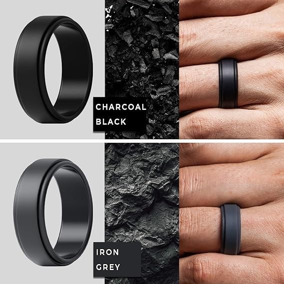 4-Pack Silicone Ring Flexible Waterproof Wedding Sports Rubber Engagement Bands