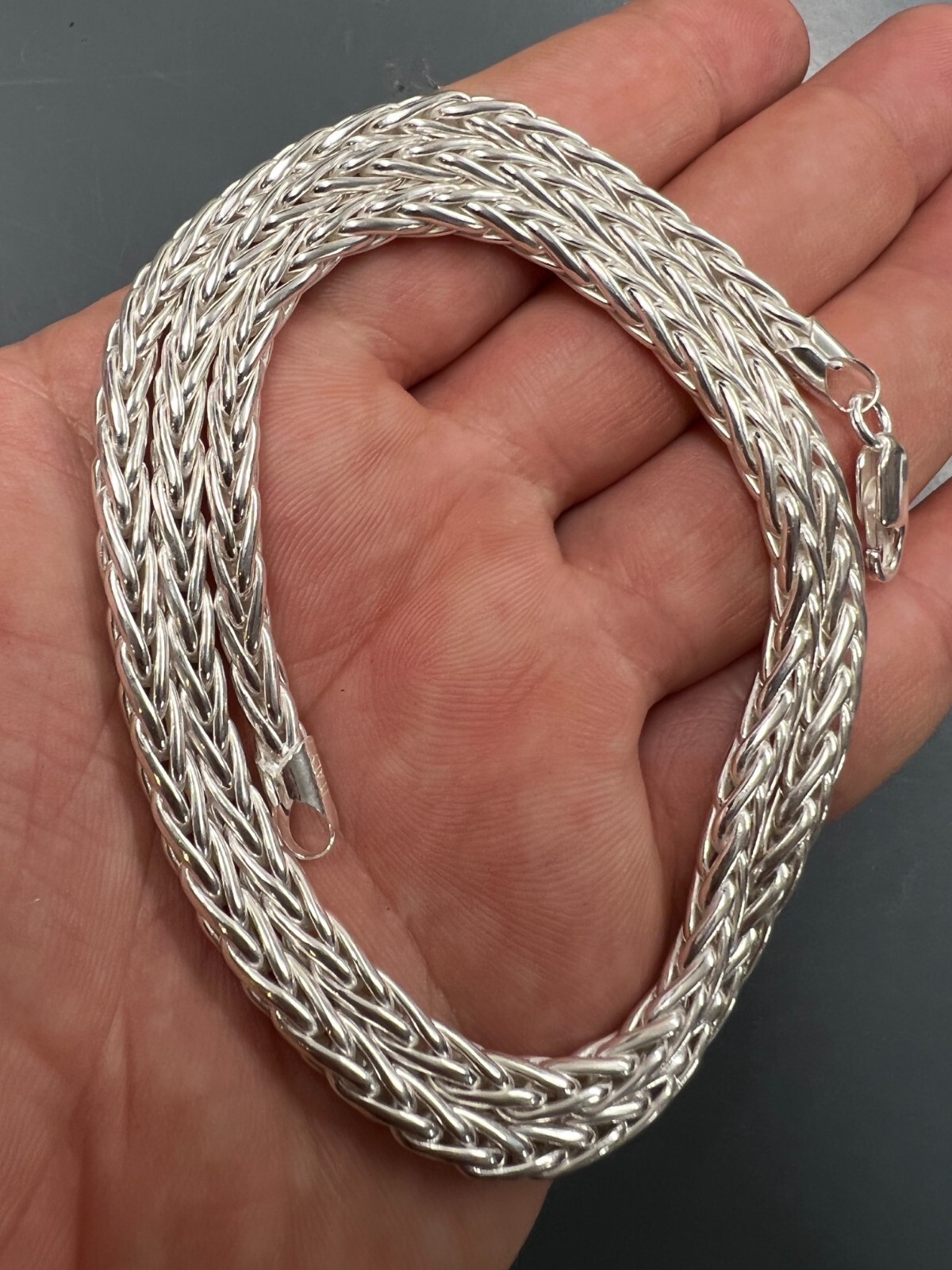 Real Solid 925 Sterling Silver Spiga Rope Wheat Chain Necklace 2-5mm 16-30″