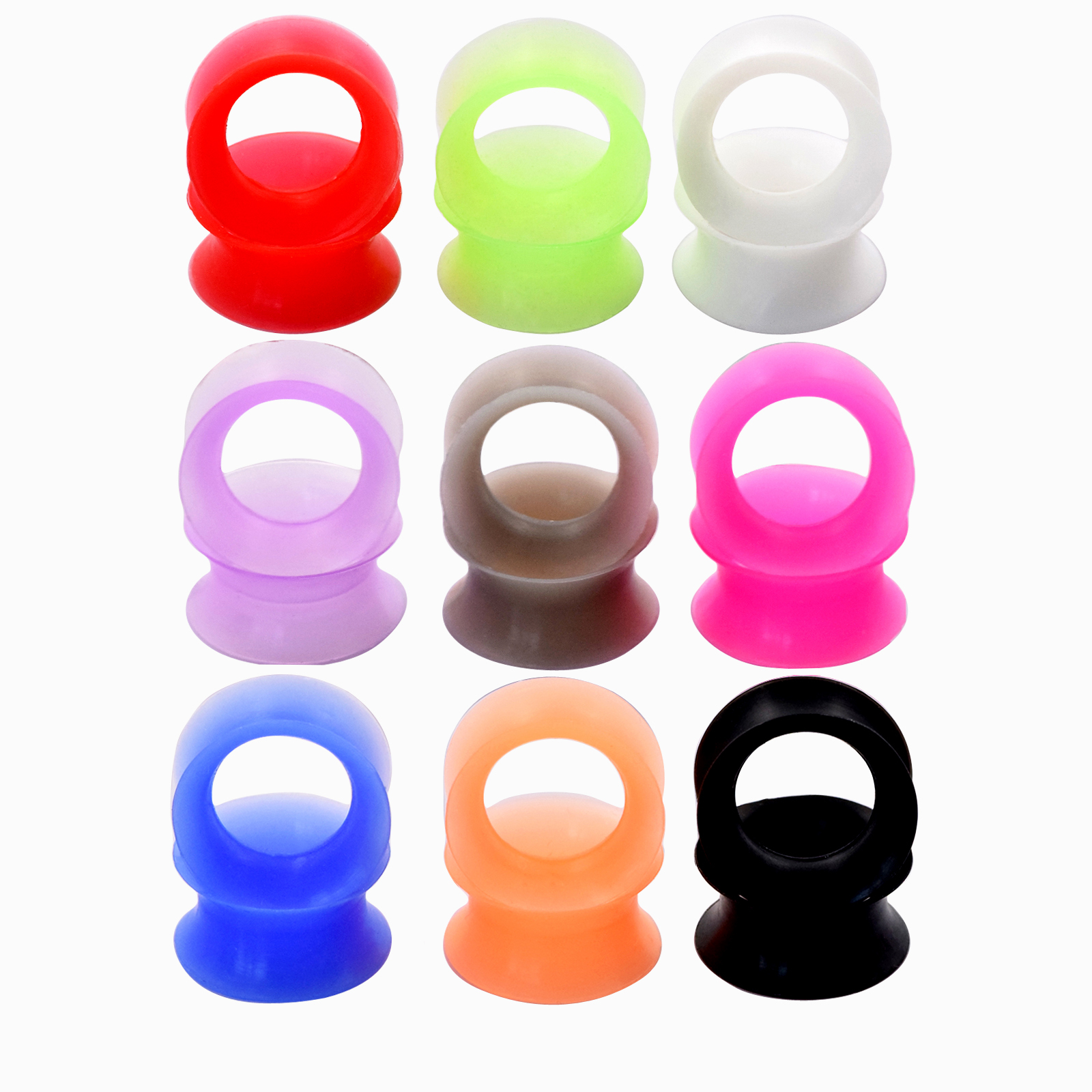 36× Thin Silicone Ear Gauges Soft Flexible Tunnels Plugs Earskin Earlets 2g-3/4″