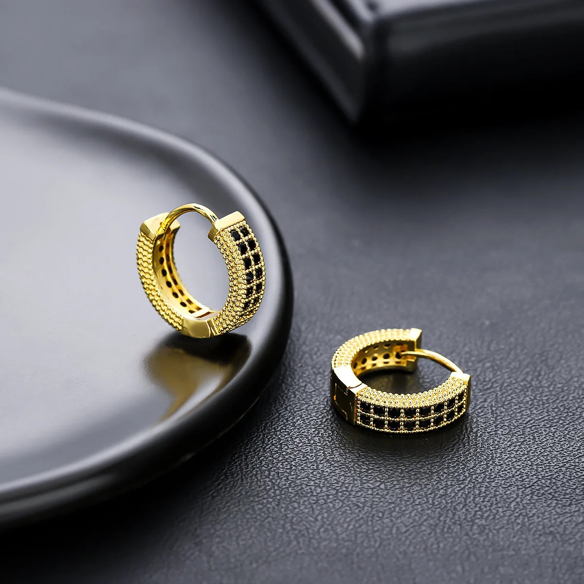 Female Male Multicolor Zircon Small Round Hoop Earrings For Men Women Minimalist