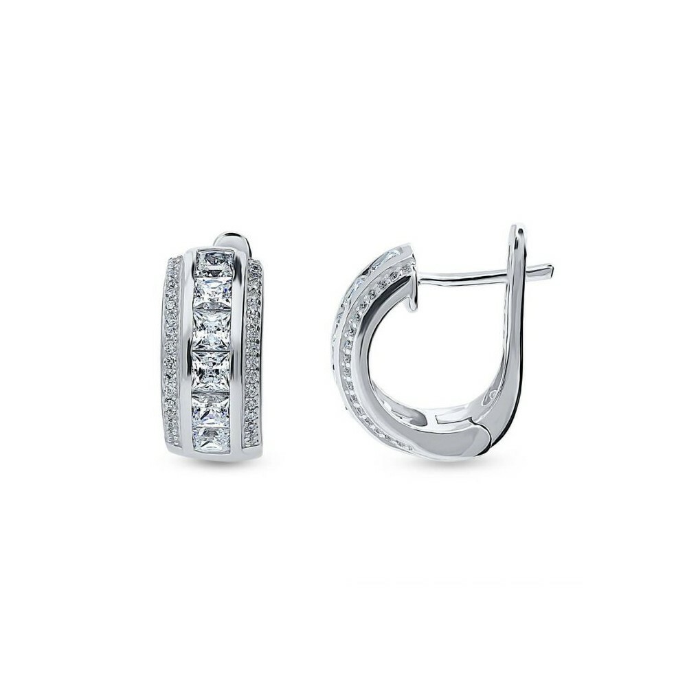 Verona jewelers Silver Plated CZ Cubic Huggie Hoop Small Earrings Men Women