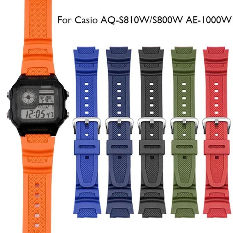 18mm Rubber Watch Band Strap for Casio AE1200 AE1300 AE1000 W219