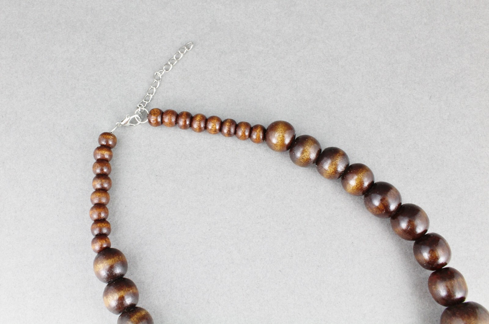 Dark Brown wood necklace bead big chunky beaded 18-19.5″ long necklace wooden