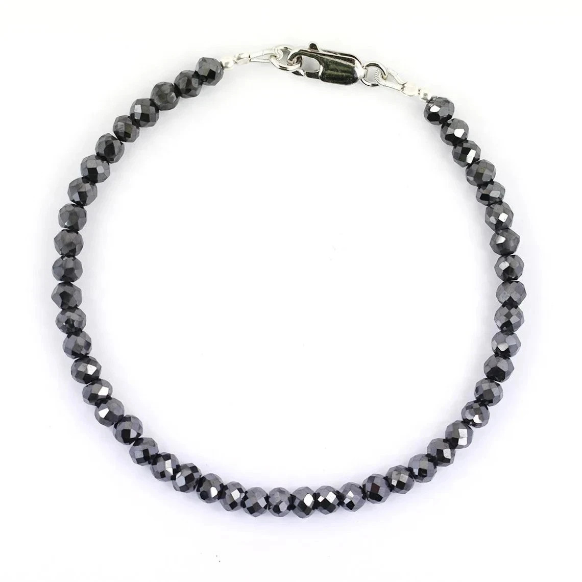 Certified Round 5 mm 7″ Black Diamond Faceted Beads Bracelet Birthday Gift