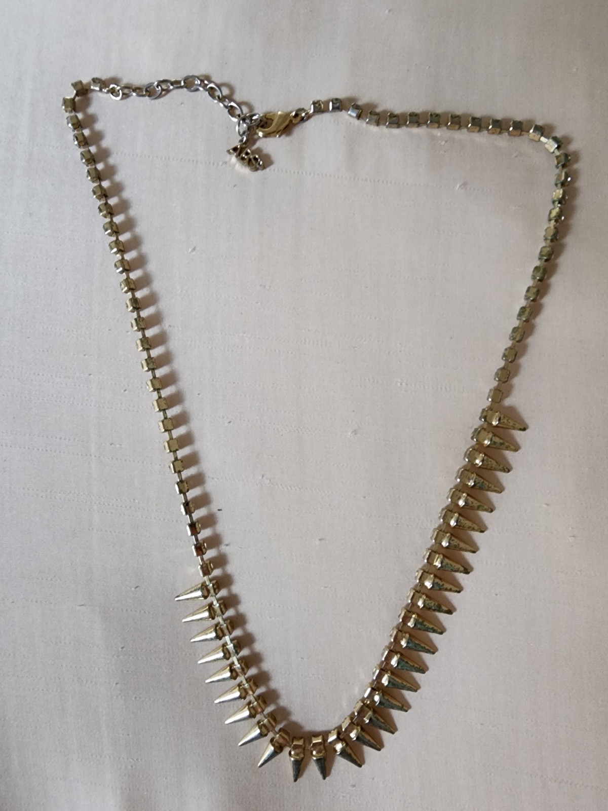 ABS Gold Spikes & Rhinestones Necklace