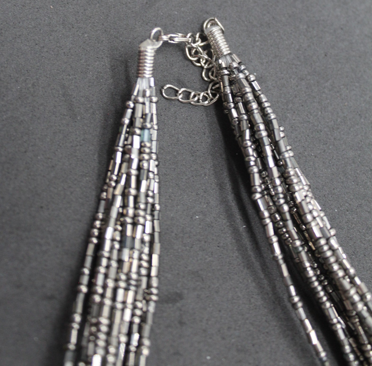 Silver seed bead fashion jewelry necklace