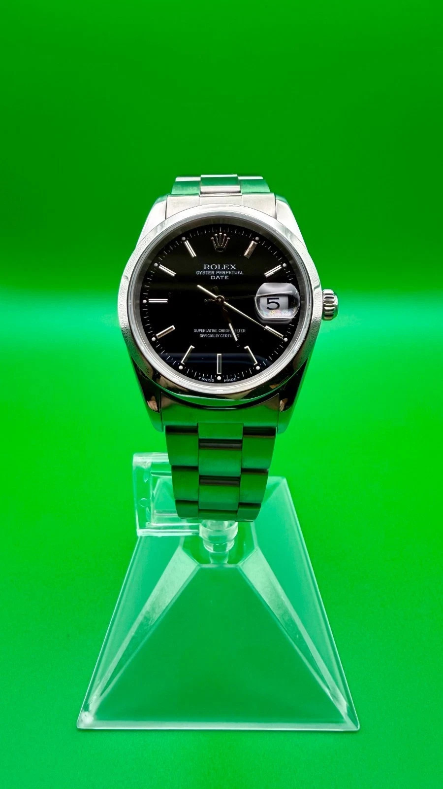 Rolex Date 15200 Silver Oyster Bracelet with Silver Bezel