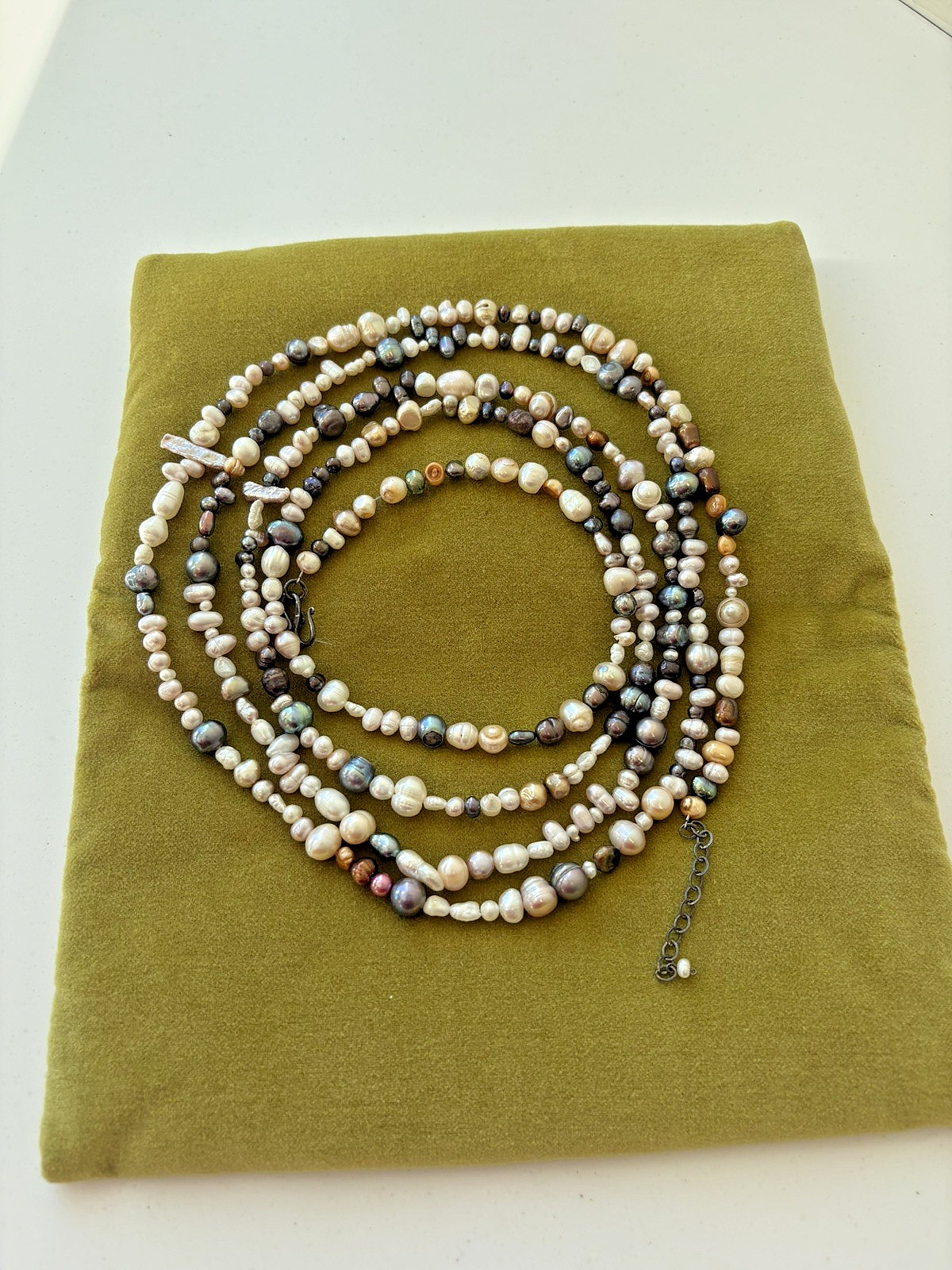 Multicolor Freshwater Pearl 69″ Long Necklace Iridescent Variation