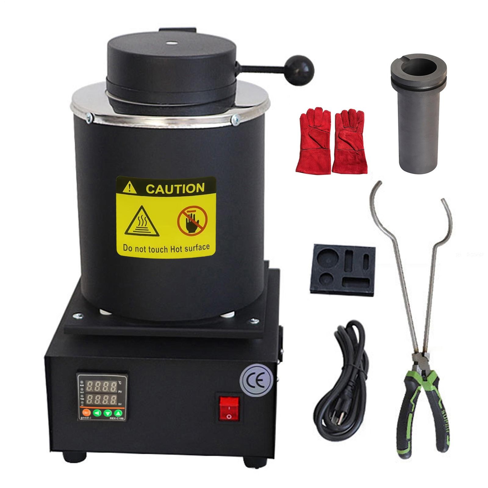 Gold Melting Furnace — 1500W 2102℉ Digital Electric Melting Furnace Black New