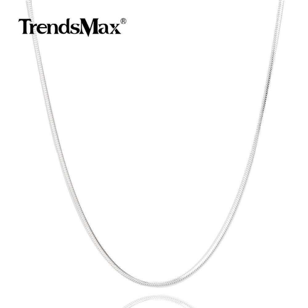 0.9/1.2/1.5/2.0mm Silver Stainless Steel Snake Chain Necklace for Women Men 22″
