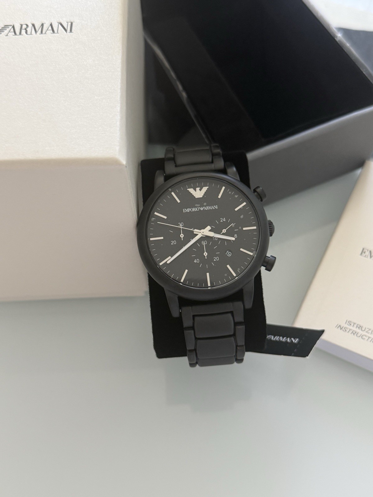 Emporio Armani AR1895 Classic Black Dial Brushed Black Men’s Watch