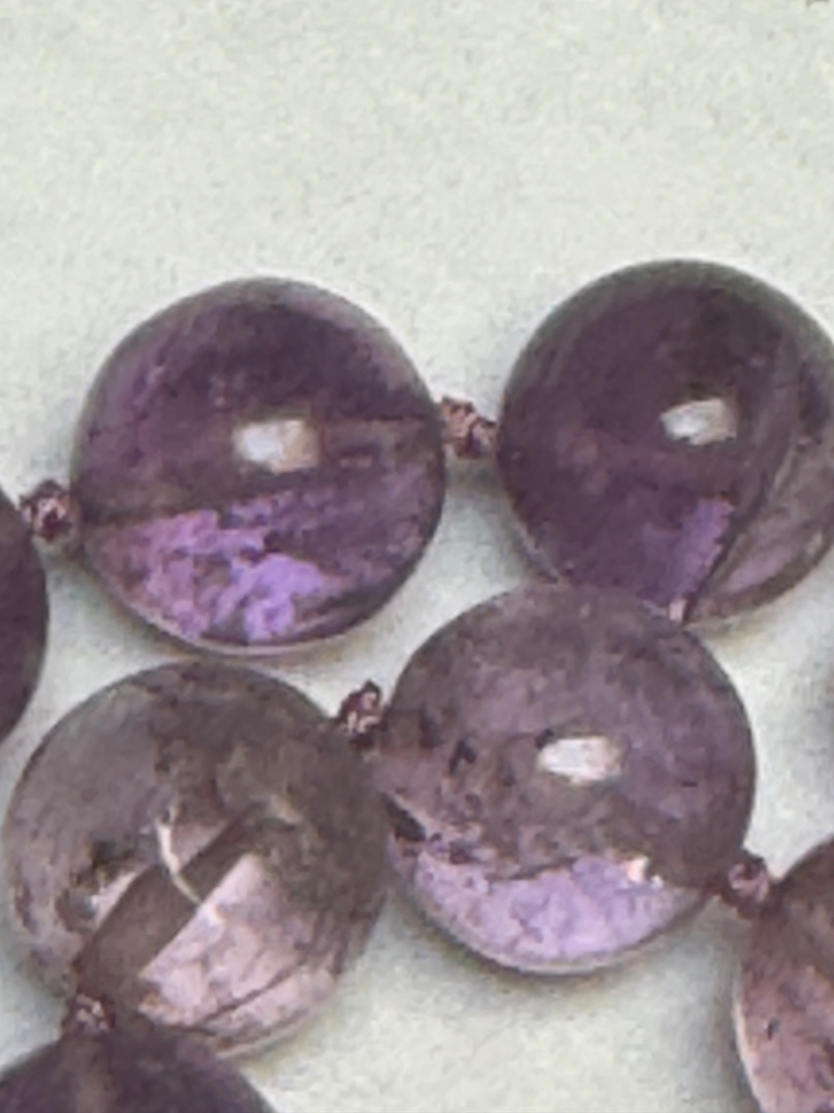Hand polished amethyst 41 beaded graduated knotted 21.5” necklace