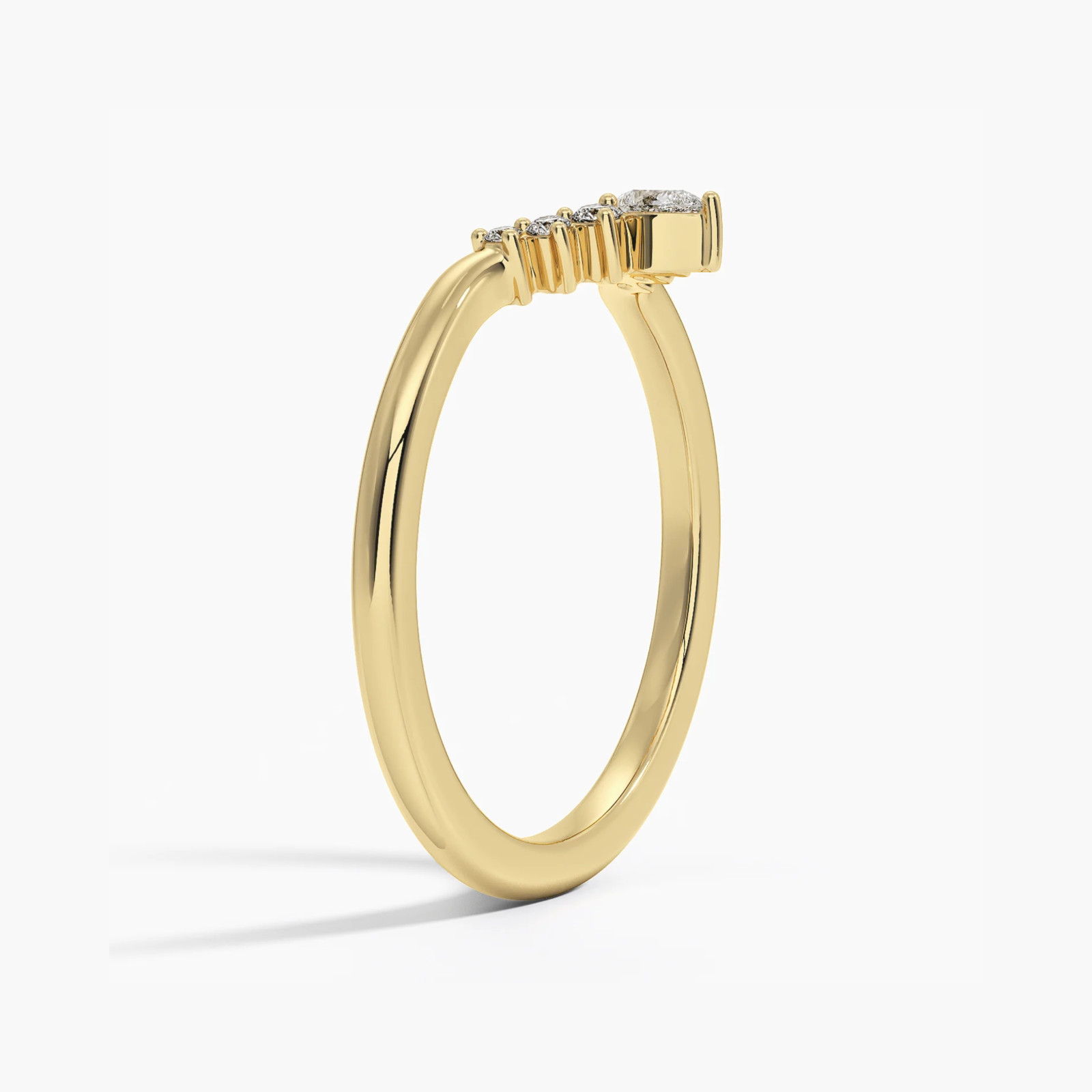0.13 Ct Pear & Round Cut Lab Grown Diamond Wedding Band Ring 14k Yellow Gold