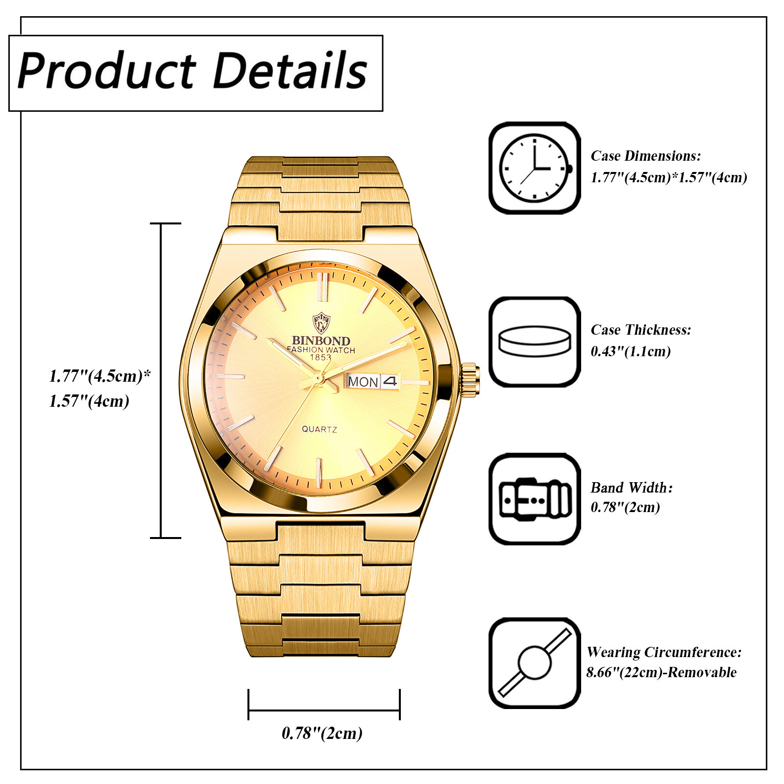 Men’s Business Luminous Waterproof Date Quartz Wrist Watch Stainless Steel Band