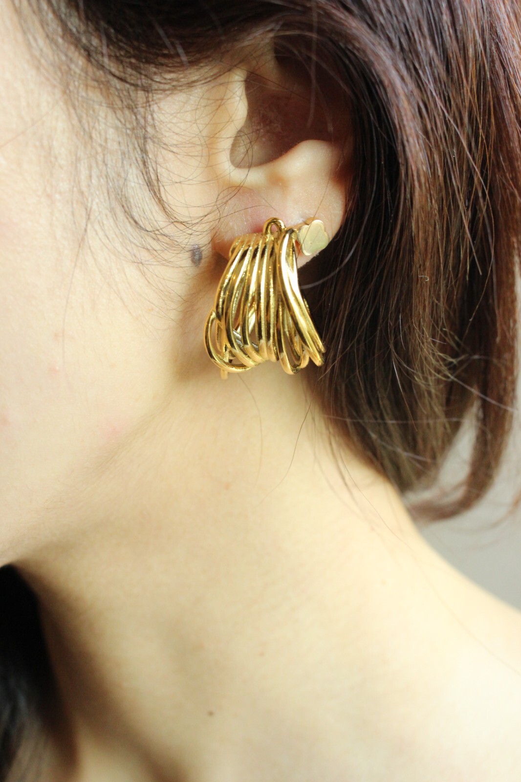 modern abstract wire earrings , stainless steel half hoop earrings