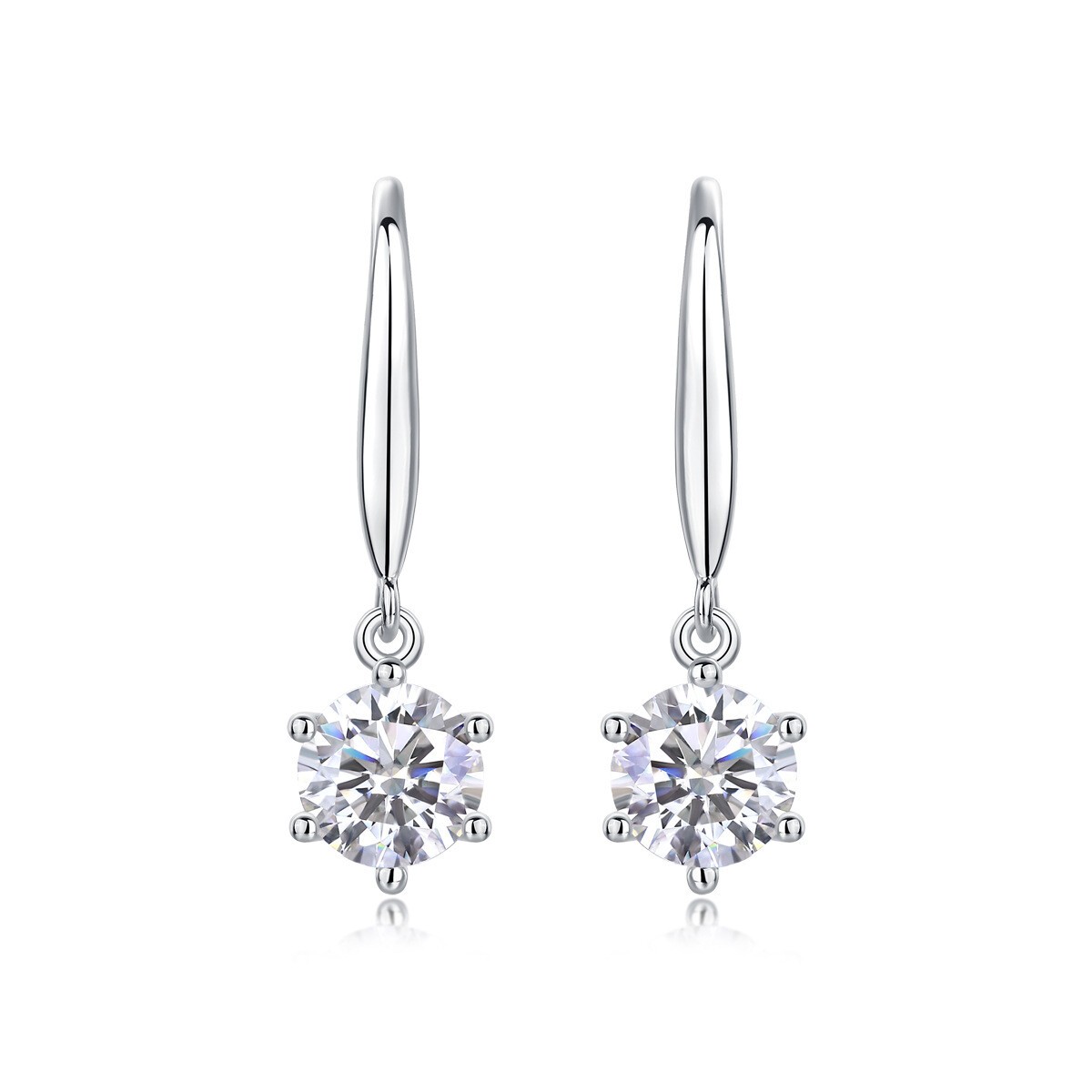 6.5mm Round Cut VVS1 Moissanite Dangle Hoop Earrings Women 925 Sterling Silver