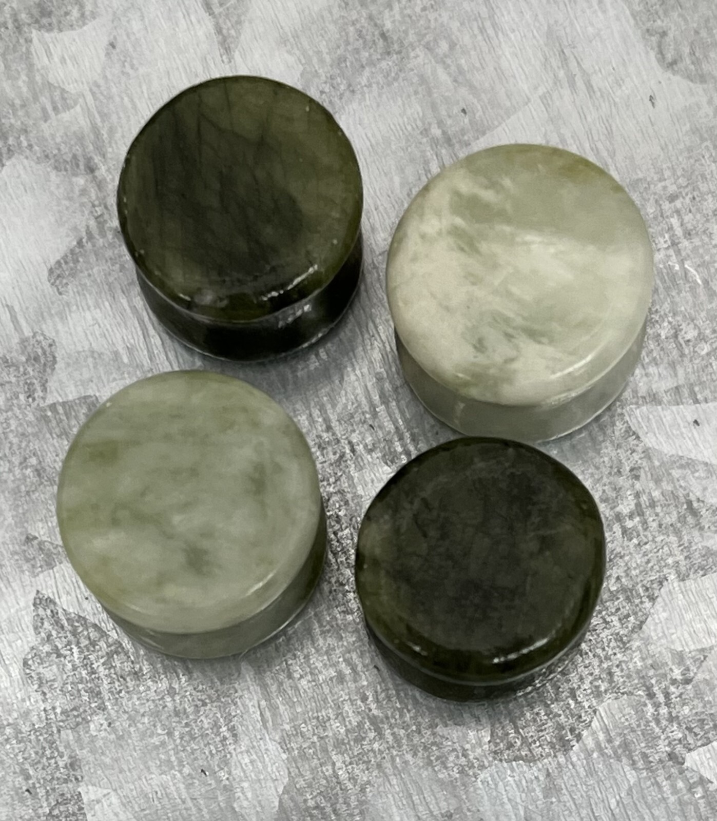 PAIR Natural South Jade Stone Double Flare Plugs Organic Gauges