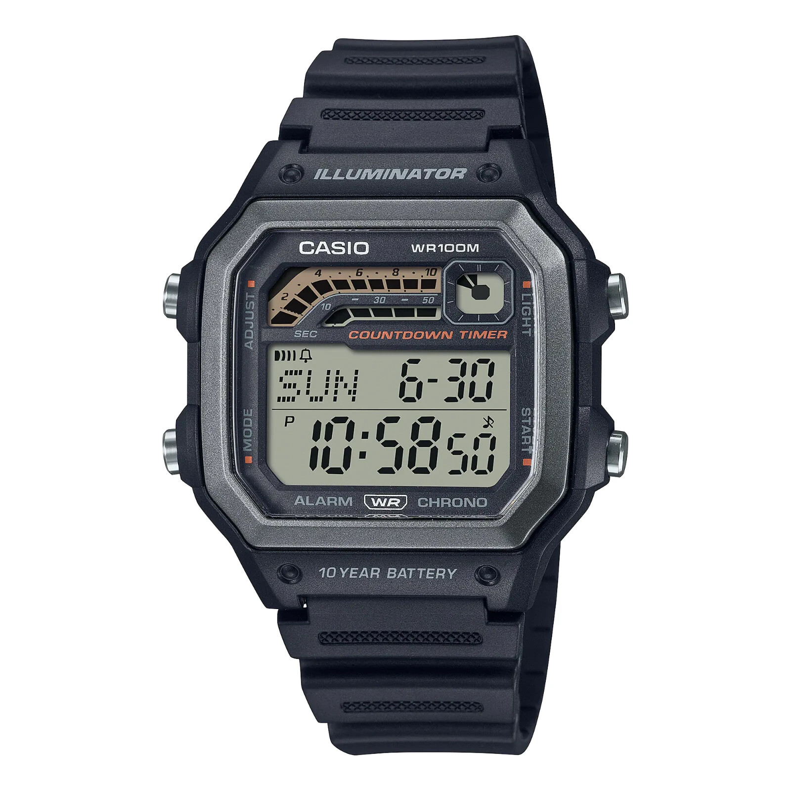 Casio WS1600H-1AV, Chronograph Watch, World TIme, Alarm, 10 Year Battery