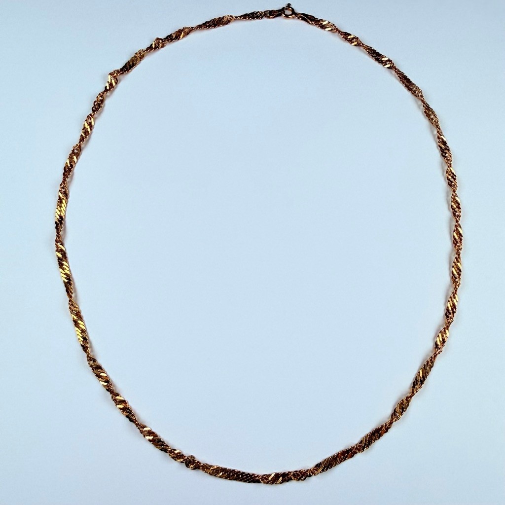 10K Solid Yellow Gold 3MM Twisted Curb Chain Link VTG Necklace Milor Italy 17.75