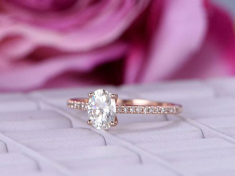 Solitaire with Accents Ring 1.4ct Simulated Diamond Rose Gold Plated