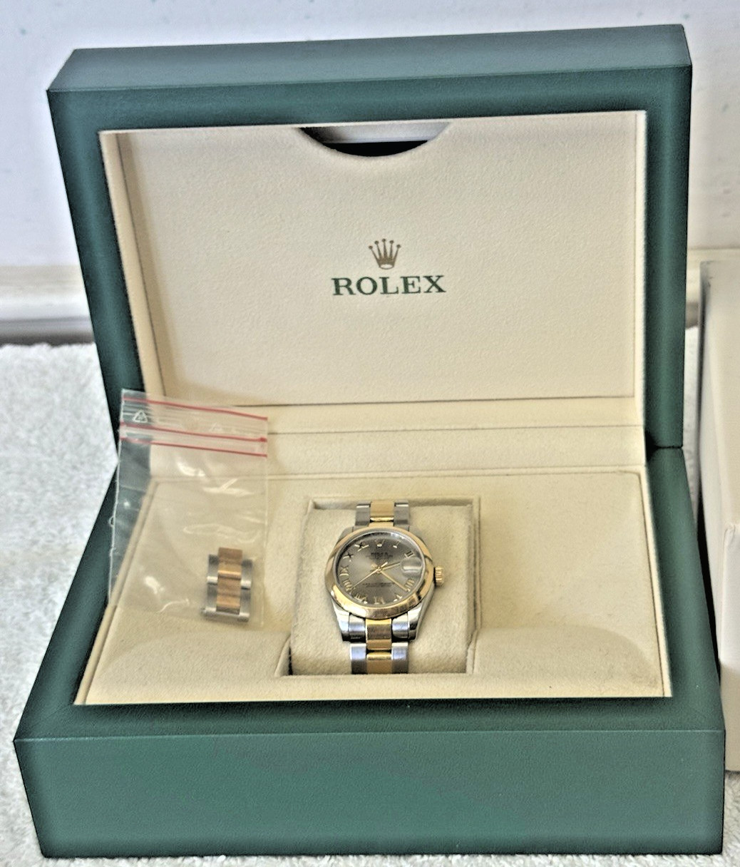 ROLEX 2 TONE 31MM OYSTER PERPETUAL DATEJUST FULL SET REF: 178243- 103 GRAMS