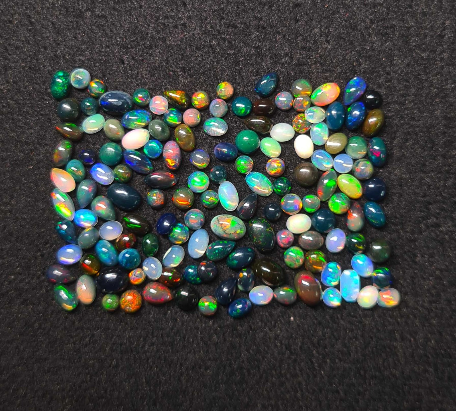 Ethiopian White, Black Opal Mix Shape Cabochon Gemstone 70-80 Pcs 3-4*6 MM 10 CT