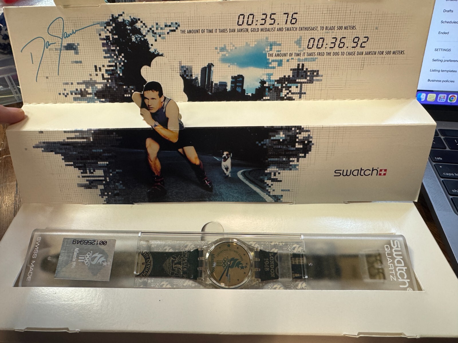 DAN JANSEN-ATLANTA 1996! Special Pack OLYMPIC Swatch with LTD#-NIP!
