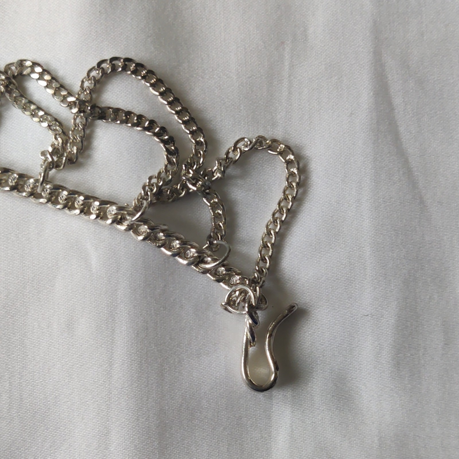 Silver Tone Layered Curb Link Chain Necklace Adjustable Extender Lobster Clasp