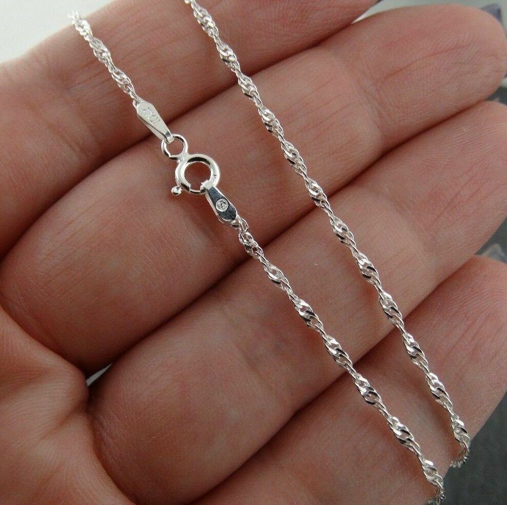 Sterling Silver Singapore Chain Necklace 1.5mm Italy 16″-30″